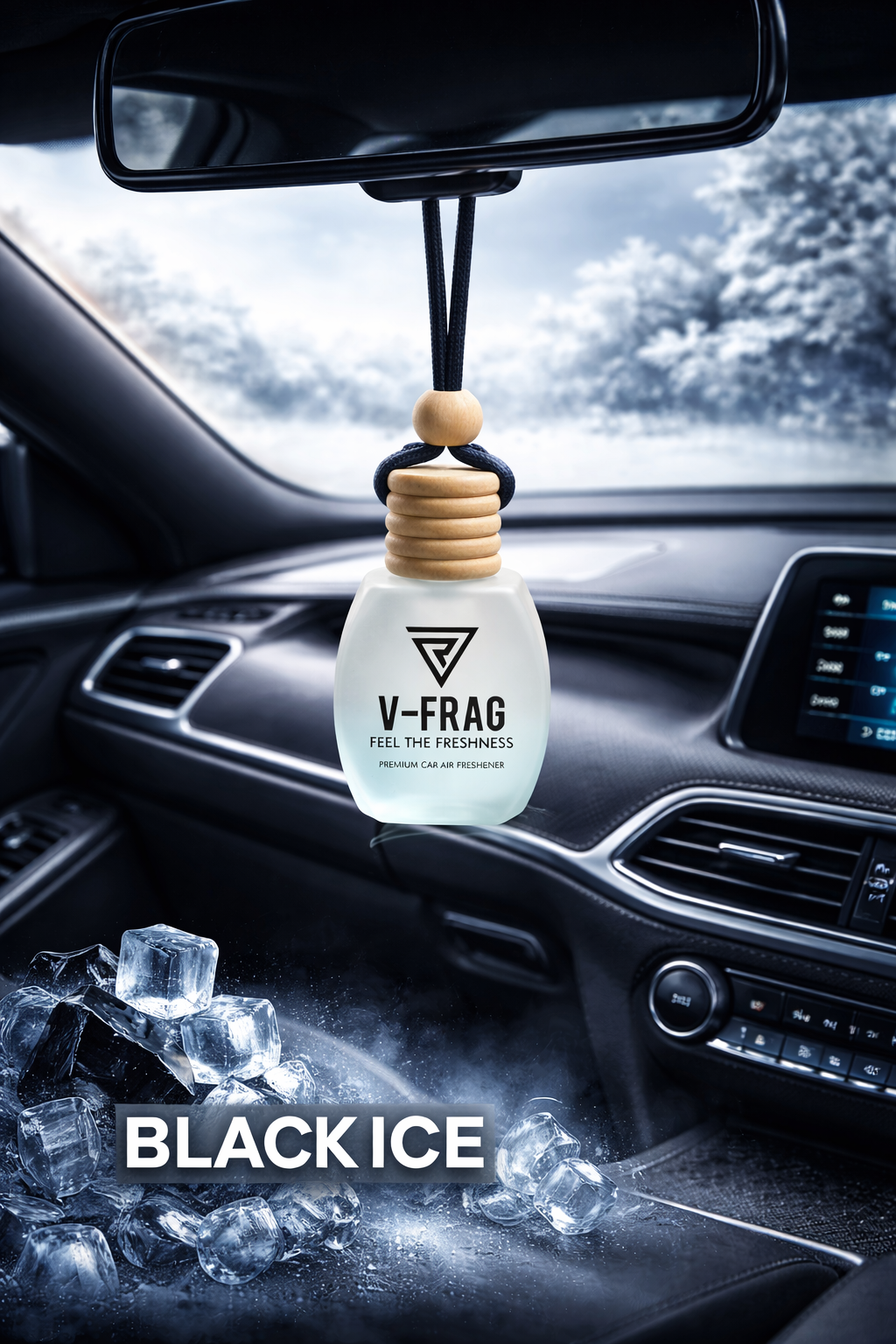 V-FRAG® Premium Car Air Freshener – Long-Lasting " BLACK ICE "  Scent, Luxury Hanging Diffuser for Car & Home
