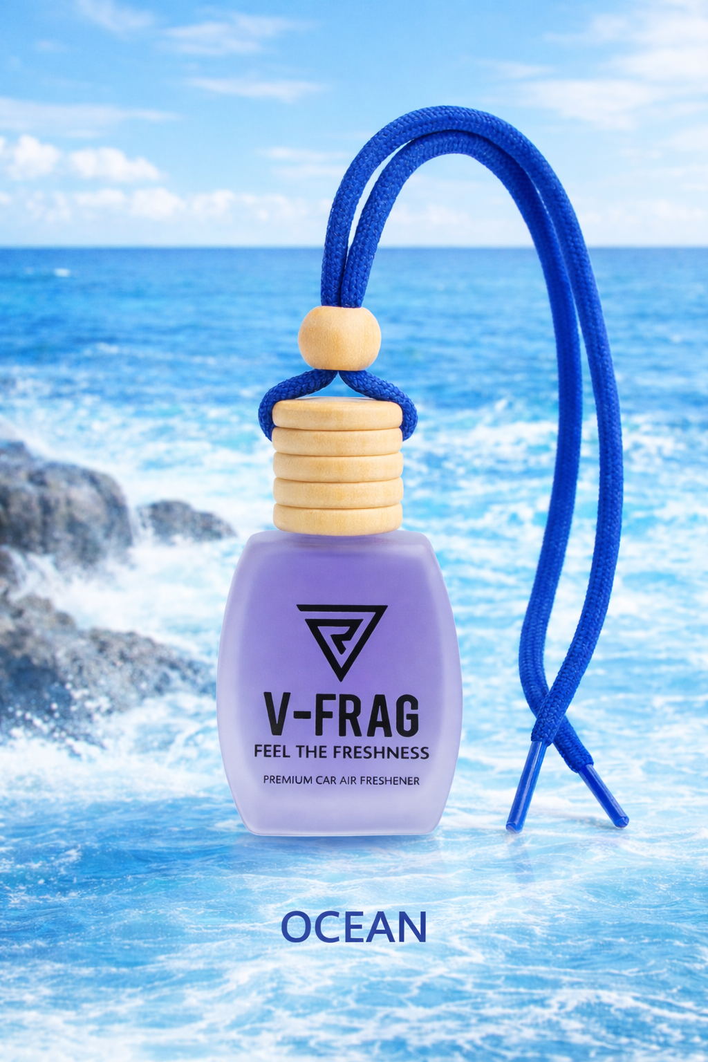 V-FRAG® Premium Car Air Freshener – Long-Lasting OCEAN Scent, Luxury Hanging Diffuser for Car & Home