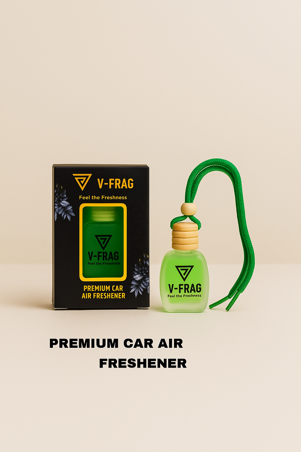 V-FRAG® Premium Car Air Freshener – Long-Lasting BLACK CRYSTAL, Luxury Hanging Diffuser for Car & Home