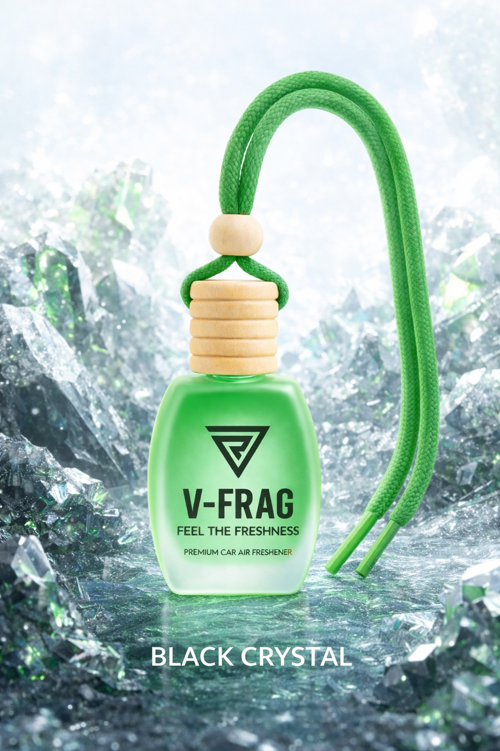 V-FRAG® Premium Car Air Freshener – Long-Lasting BLACK CRYSTAL, Luxury Hanging Diffuser for Car & Home