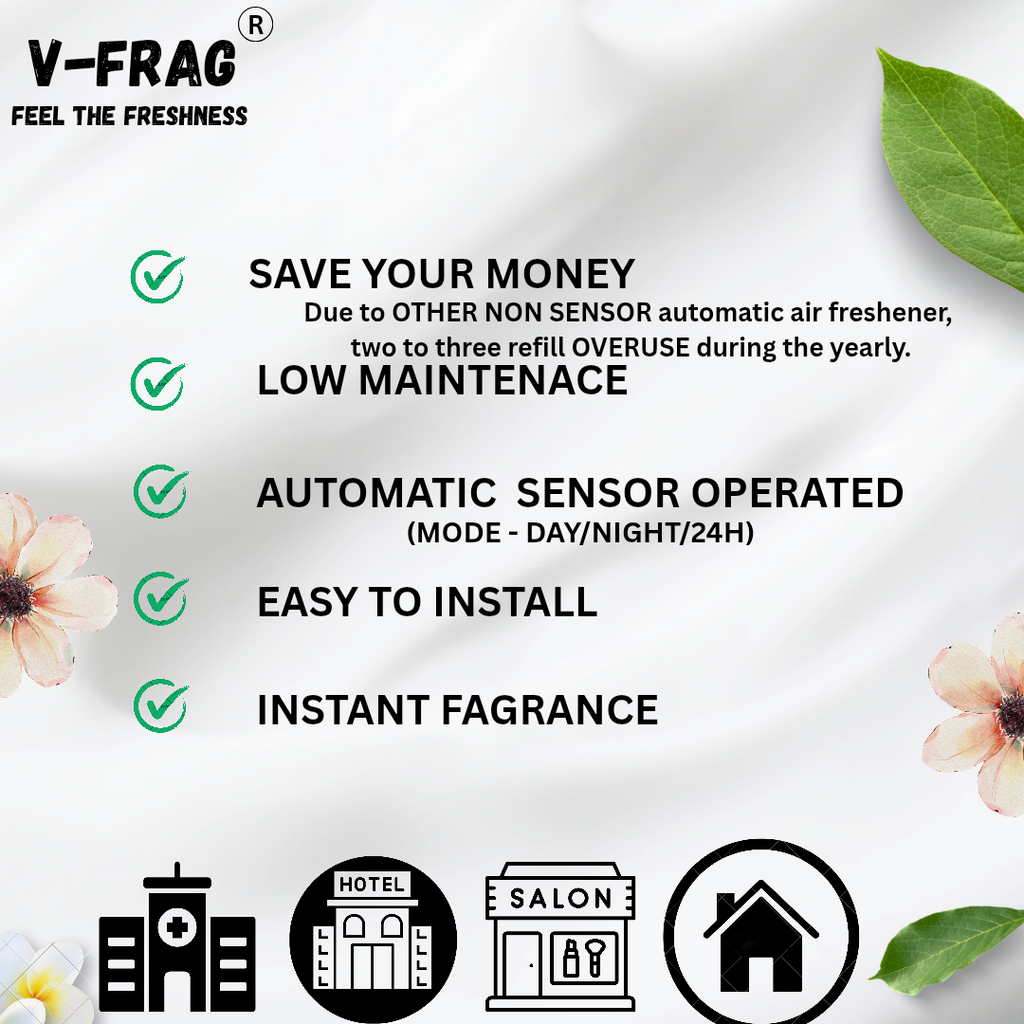 V-FRAG Automatic Air Freshener Dispenser VFA04 Full Set | Includes spray Refill (2800+ Sprays) & 2- Batteries - FREE Spray Trial! Get a 7ml Spray..FREE Shipping....